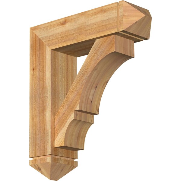 Ekena Millwork Balboa Arts and Crafts Rough Sawn Bracket w/ Offset Brace, Western Red Cedar, 8"W x 28"D x 32"H BKT0806X28X32BOA03RWR - main